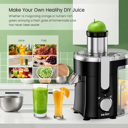 SEJOY Centrifugal Juicer – Compact Automatic Electric Citrus and Fruit & Veg Extractor with Pulp Ejection