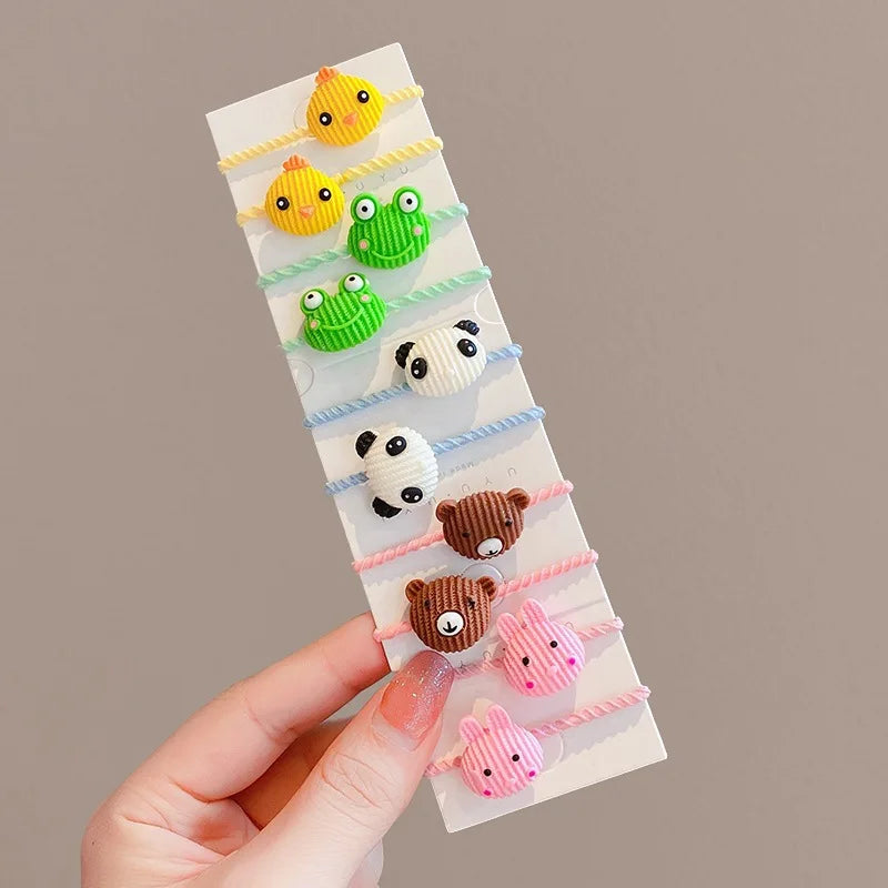 40PCS/10PCS Cute Flower Hair Bands for Girls – Elastic Hair Rings for Kids Birthday Party Headwear
