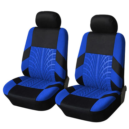 Tire Track Pattern Universal Car Seat Covers – Cloth Automotive Interior Protectors for Car, SUV & Van with Airbag Compatible Design