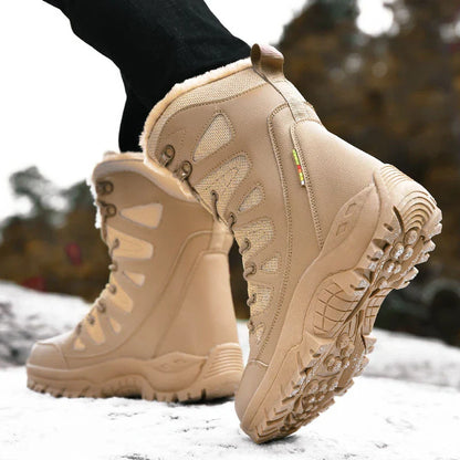 Men's Warm Plush Snow Boots - Lace Up Waterproof High Top, Anti-Slip Winter Boots for Casual & Work Wear