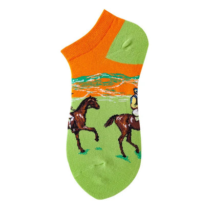40-Style Colorful Cotton Ankle Socks – Fashion Novelty Short Socks for Men & Women, Funny Animal, Food & Avocado Casual Designs
