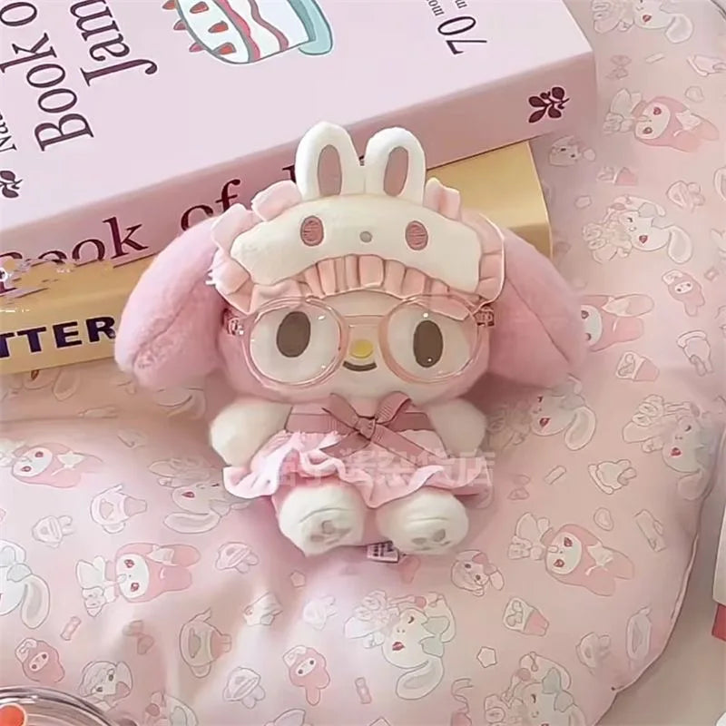 Cute KT Cat Plush Keychain — Cartoon Anime Glasses-Wearing Cat Backpack Pendant, Gift for Girls, Birthday & Holiday