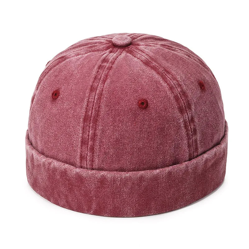 Fashion Denim Docker Cap – Brimless Skullcap Sailor Beanie Hat for Men & Women, Solid Color Adjustable Bucket Dad Cap Streetwear Style
