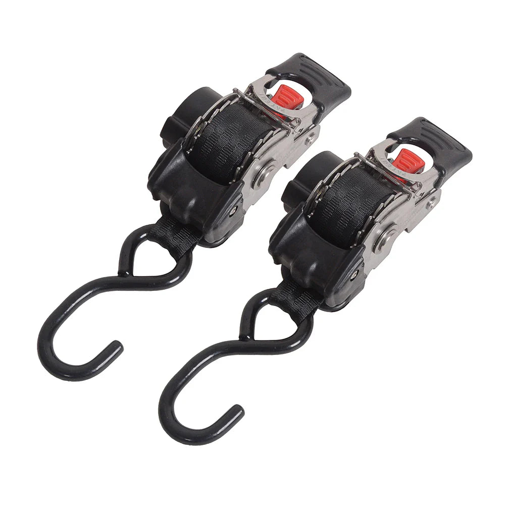 2 Pack Bolt-On Retractable Ratchet Tie Down Straps – Heavy Duty Stainless Steel Auto Retracting Cargo Securing Straps for Transport & Truck Use