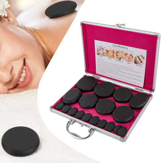 Hot Stones Massage Set with Heater Box – 16 Essential Stones for Salon & Home Spa Relaxation and Healing