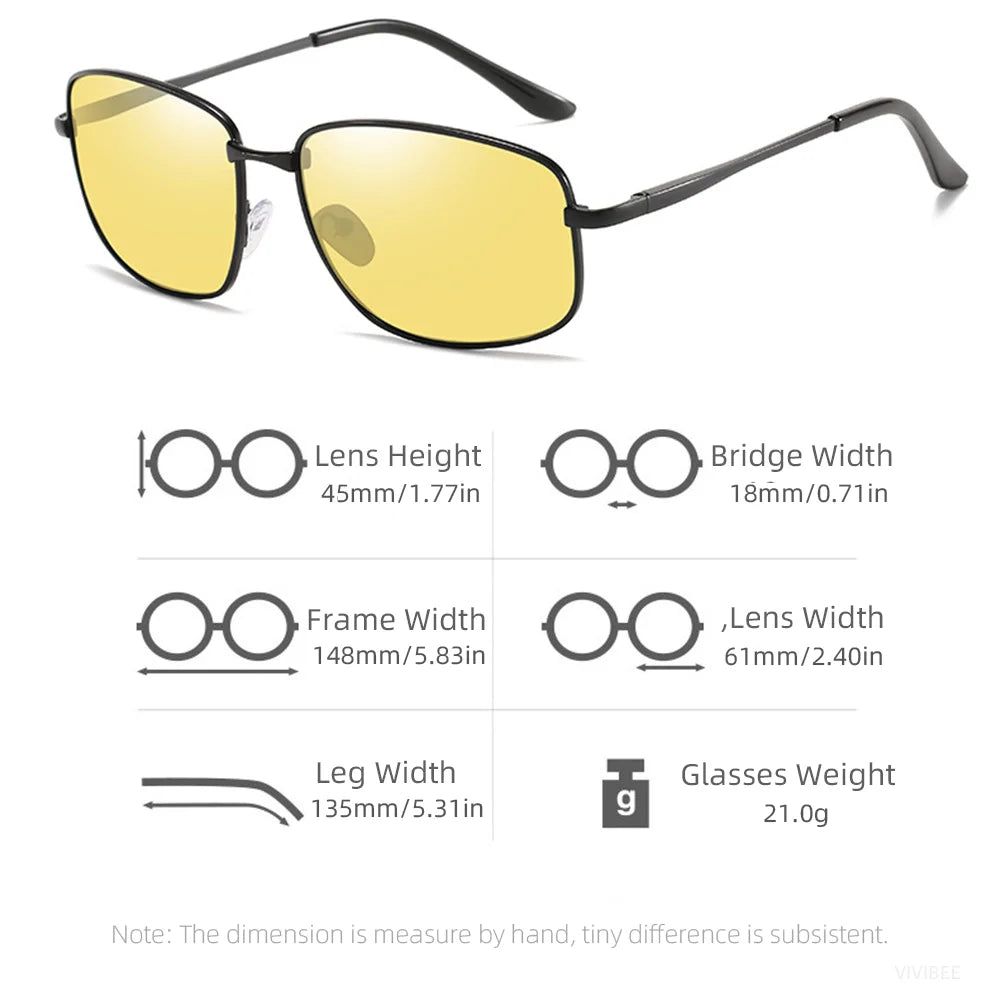 VIVIBEE Polarized Night Vision Driving Glasses – Metal Frame Yellow UV400 Goggles for Men & Women 2025