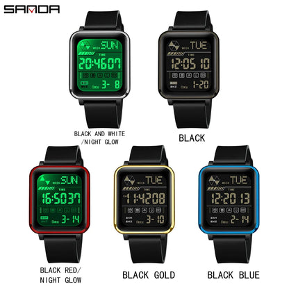 SANDA Digital Military Watch for Men – Luxury LED Stopwatch, Waterproof, Top Brand Electronic Wristwatch, Gift 6159