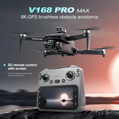 2025 V168 Pro MAX GPS Drone – 8K HD Camera, 5G WiFi FPV, 360° Obstacle Avoidance, Brushless RC Quadcopter