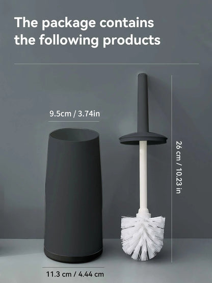 WORTHBUY Toilet Brush Set - Long Handle Bathroom Cleaning Brush with Standing Holder Base for WC Care
