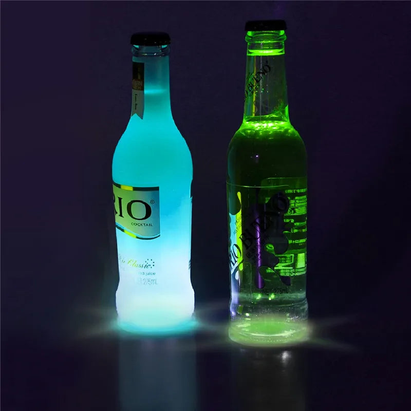 LED Wine Bottle Coasters — Colorful Glowing Stickers for Bar, Wedding, Party Lighting Decor (1/10/20/50PCS)