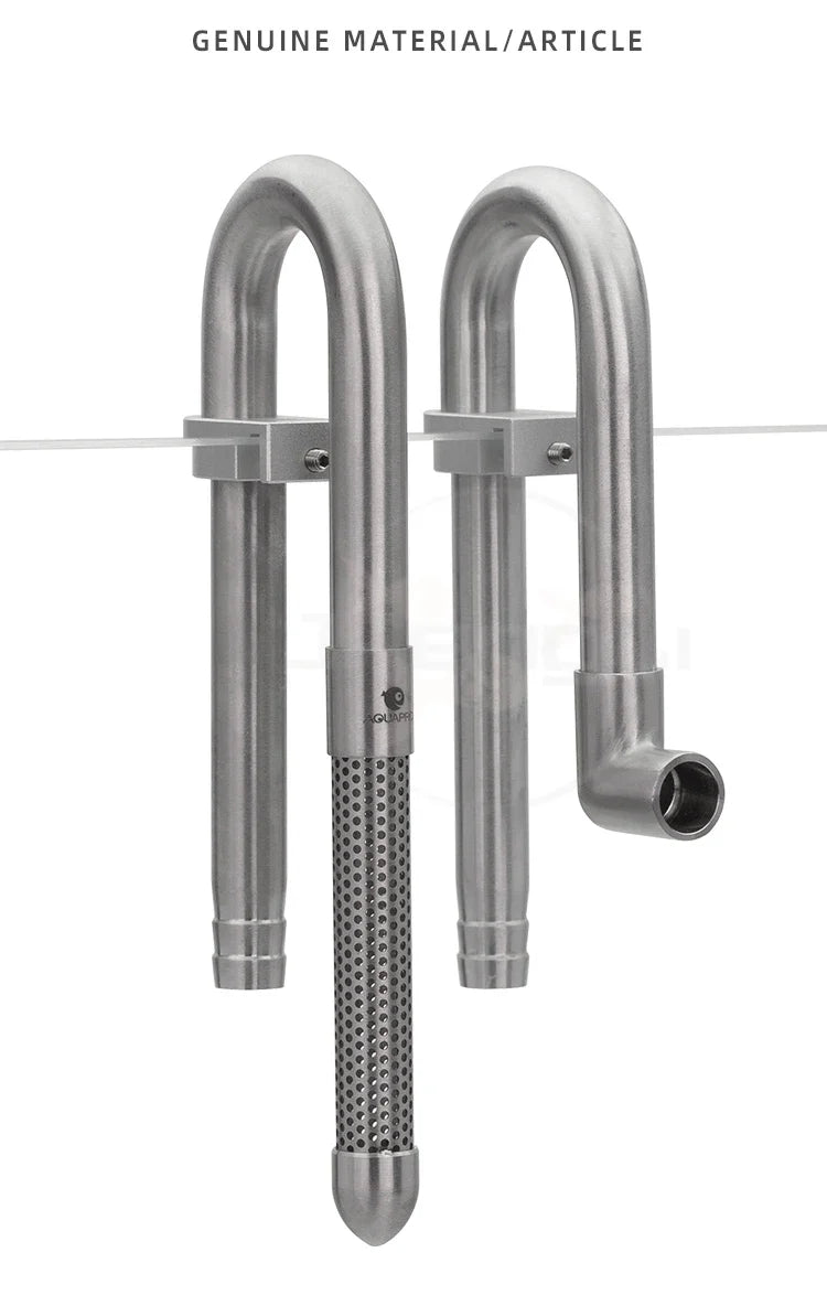 AQUAPRO Mini Stainless Steel Skimmer – Inlet & Outlet Pipes for Aquarium Fish Tanks, Filtro Accessories