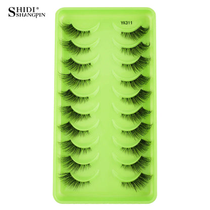 SHIDISHANGPIN 5/10 Pairs Cat Eye False Lashes – 3D Mink Half Lashes, Eyelash Extensions for Natural Makeup, Faux Cils Maquiagem