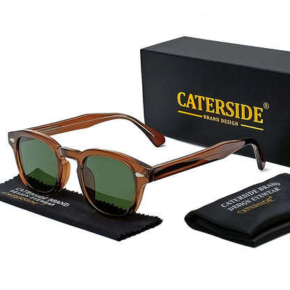 CATERSIDE Retro Round Sunglasses — Luxury Punk Pin Temple Shades for Men & Women, Sports, Leisure & Party UV400 Eyewear