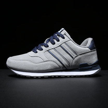 Men's Casual Artificial Leather Sneakers – Lightweight Breathable Lace-Up Flats for Spring & Outdoor Wear