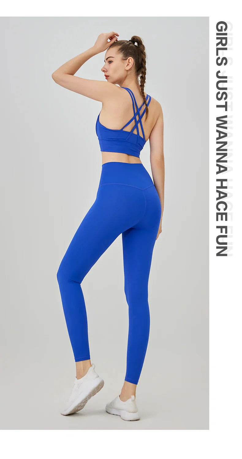 2-Piece Women’s Yoga Tracksuit – Pilates Fitness Set with Push-Up Sports Bra & Leggings for Gym Workout