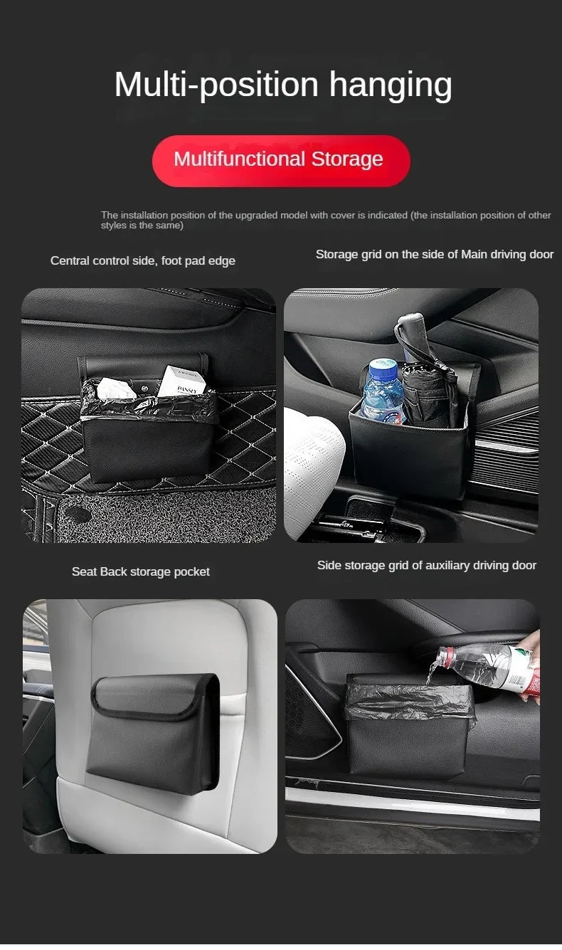 Car Trash Can & Storage Bag — Foldable Hanging Seat Back Organizer for Car Door & Interior Storage