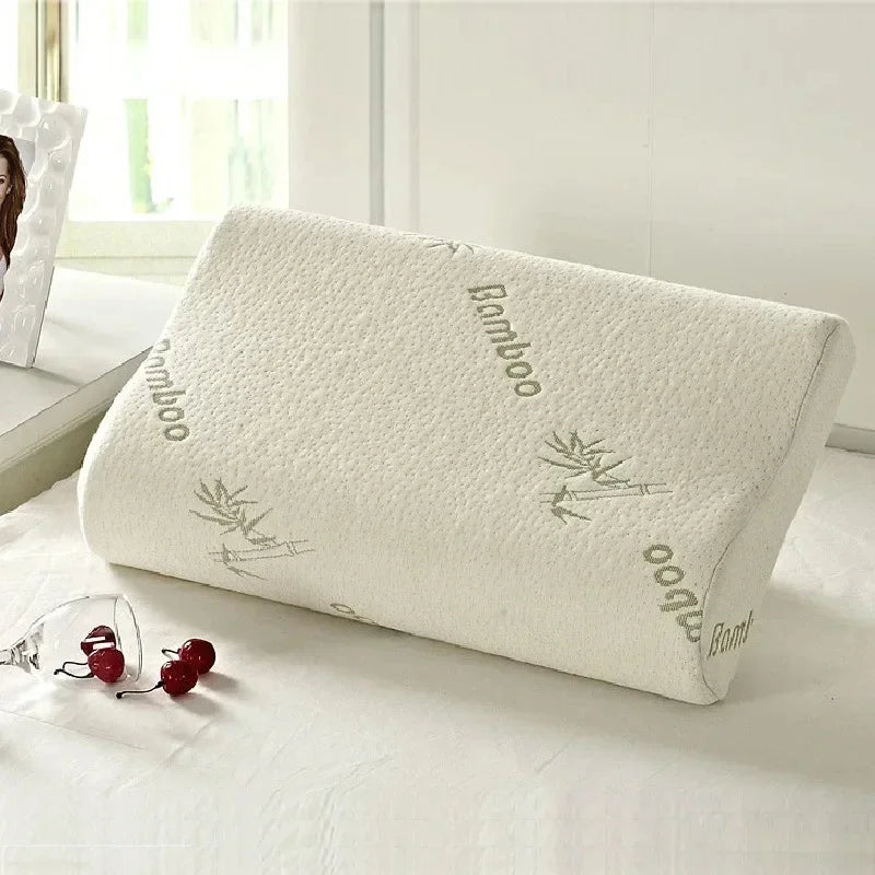 50x30cm Bamboo Fiber Memory Foam Pillow – Slow Rebound Orthopedic Neck Support Pillow for Health Care & Relief