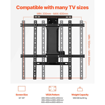 SucceBuy Motorized TV Wall Mount Bracket for 32–70 Inch TVs – Adjustable Electric Lift, Heavy Duty, Max VESA 24x16/24, 88–132 lbs Capacity