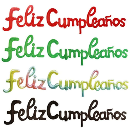 Spanish Happy Birthday Letter Balloons - Lowercase Conjoined Alphabet Foil Globos, Ideal for Birthday Party Decorations and Baby Showers