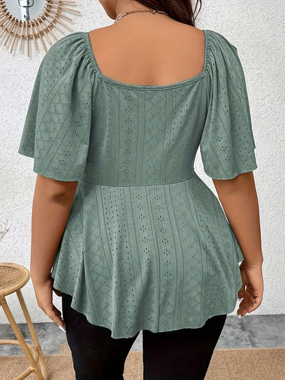 Women’s Plus Size Elegant V-Neck T-Shirt – Casual Loose Fit Summer Top for Office & Everyday Wear