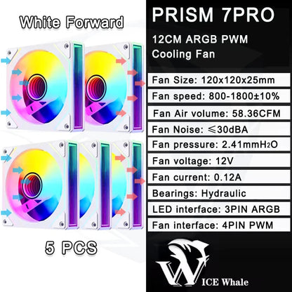 ICE Whale Prism 7 PRO ARGB 120mm PC Case Fan – Infinity Mirror Design with 4-Pin PWM, Motherboard Sync, and CPU Cooling Fan