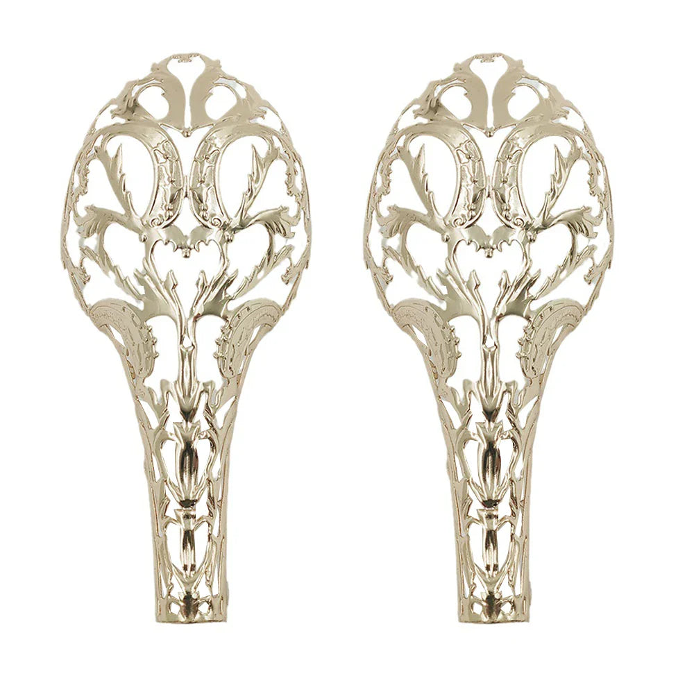 1Pair Metal Heel Covers - Thin High-Heeled Shoes Repair Accessories, Decorative Hollow Metal Pieces, Chinese Retro Style