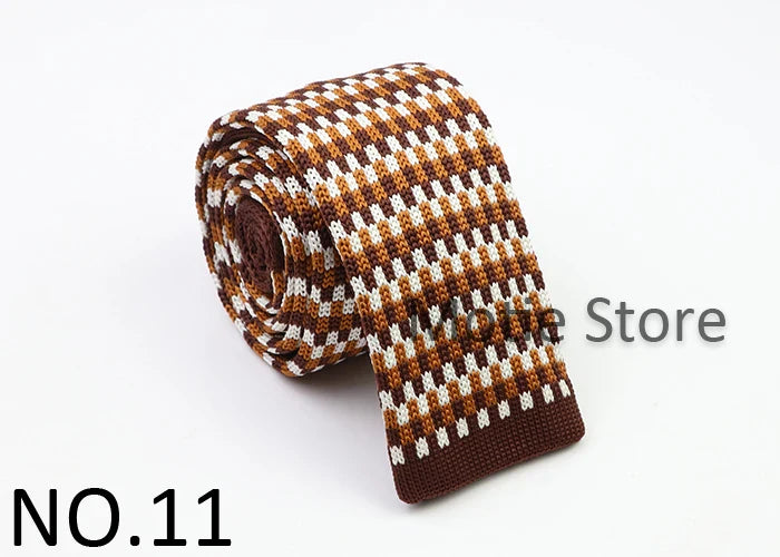 Classic Knit Neck Tie for Men — 6cm Plaid & Dots Casual Business Wedding Tie