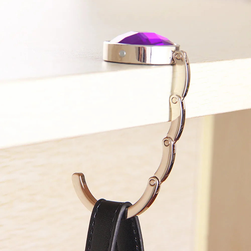 Portable Folding Handbag Holder Hook – Fashion Table Bag Hanger with Key Ring, Travel-Friendly Purse Hook Rack Organizer