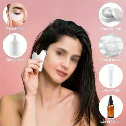 Stainless Steel Facial Gua Sha Tool — Silver Metal Beauty Massage Board for Skincare & Relaxation