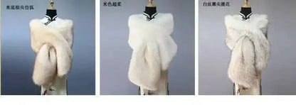 32-Color Luxury Faux Fox Fur Shawl – Women’s Plush Winter Scarf, Wrap & Cape for Wedding & Coat