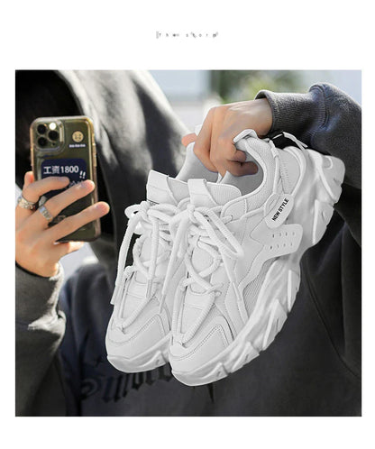 Men's Breathable Casual Sneakers - Thick Soled Soft Soles Tennis Shoes for Outdoor Running & Comfort