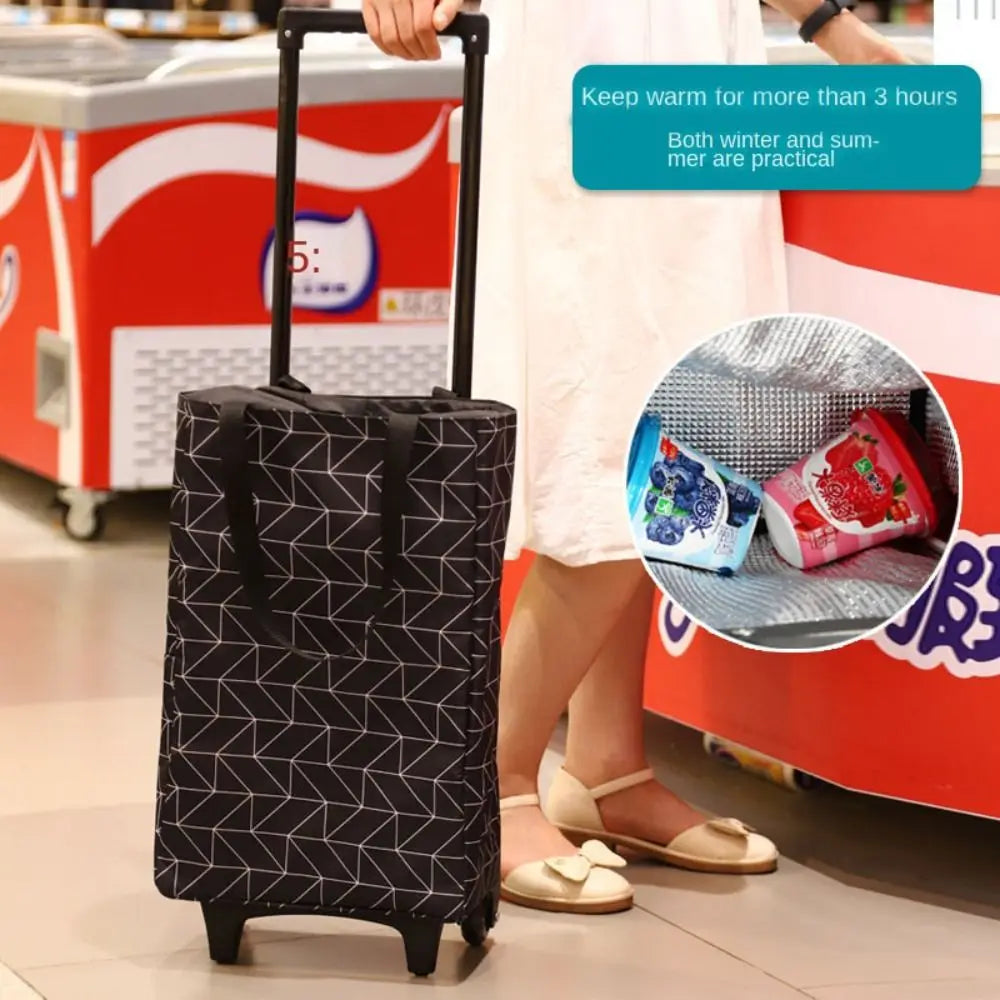 Collapsible Shopping Trolley Bag — Reusable Foldable Grocery Cart with Wheels