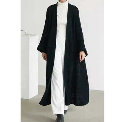 Thick Loose Long Cardigan Sweater Coat – Long Sleeve Warm Knit Outerwear, V-Neck Casual Office Jacket for Women, Fall & Winter