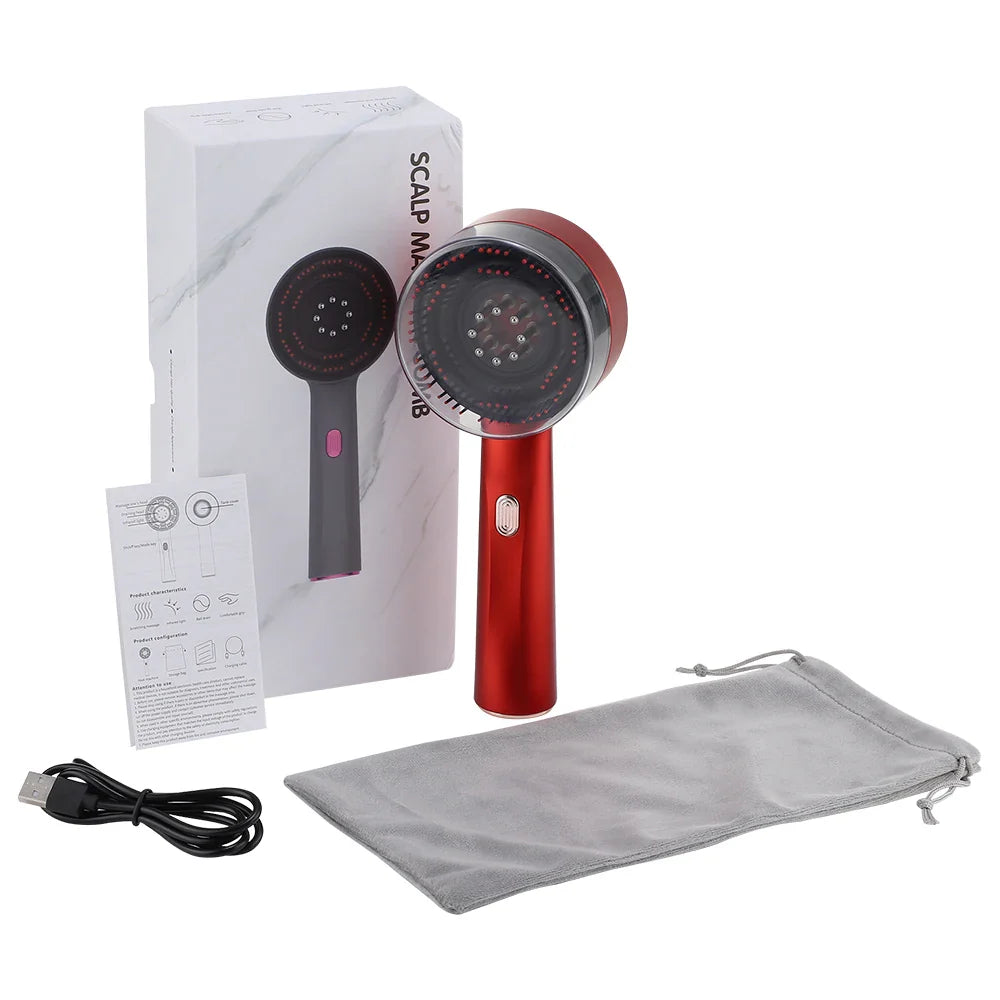 Electric Scalp Massage Comb – Red Light Therapy Hair Growth Brush with Vibration, Anti-Hair Loss & Oil Applicator