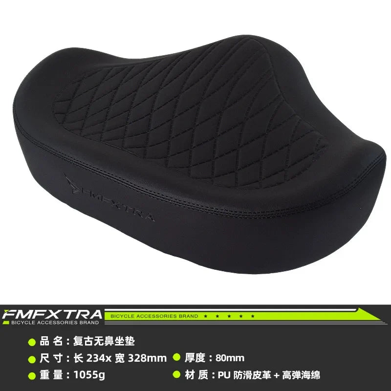 Noseless Bike Seat Cushion - Wide Extra-Padded Comfort Saddle for Men & Women, Oversized Bicycle Seat for Peloton & Indoor Bikes