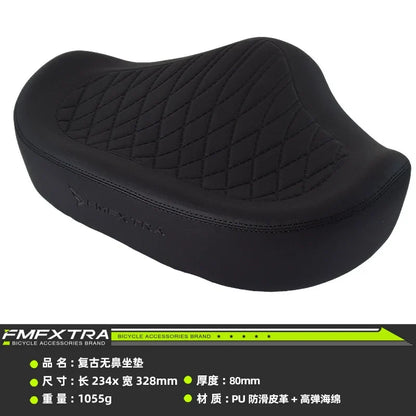 Noseless Bike Seat Cushion - Wide Extra-Padded Comfort Saddle for Men & Women, Oversized Bicycle Seat for Peloton & Indoor Bikes
