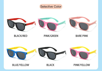 WarBlade Foldable Kids Sunglasses – Polarized UV400 Flexible Square Shades for Boys & Girls