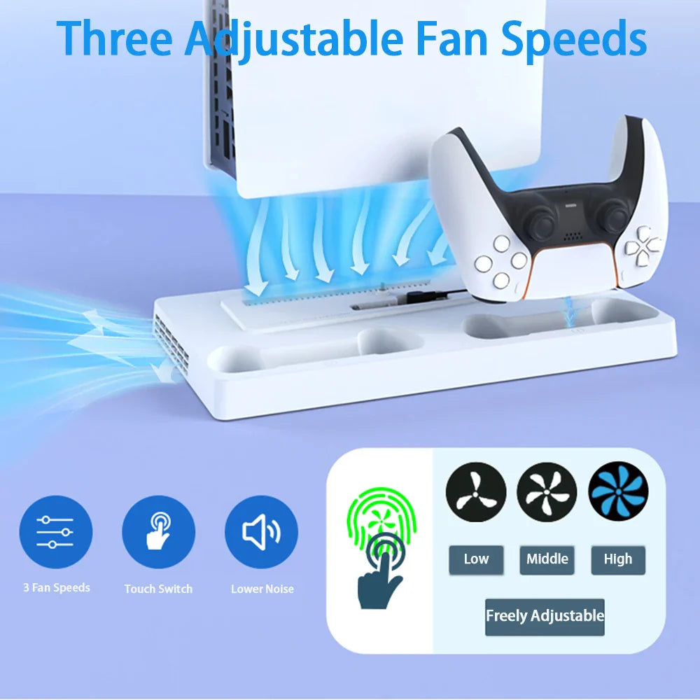 PS5 Pro & Slim Cooling Station — Multifunctional Controller Charging Stand with Headphone Holder