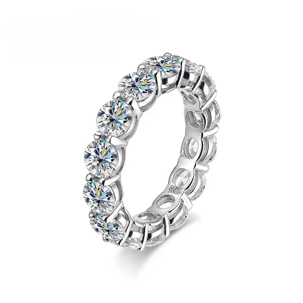 FEOBUR 7ct 5mm Moissanite Ring – Certified 925 Sterling Silver Full Diamond Engagement & Wedding Eternity Band for Men & Women