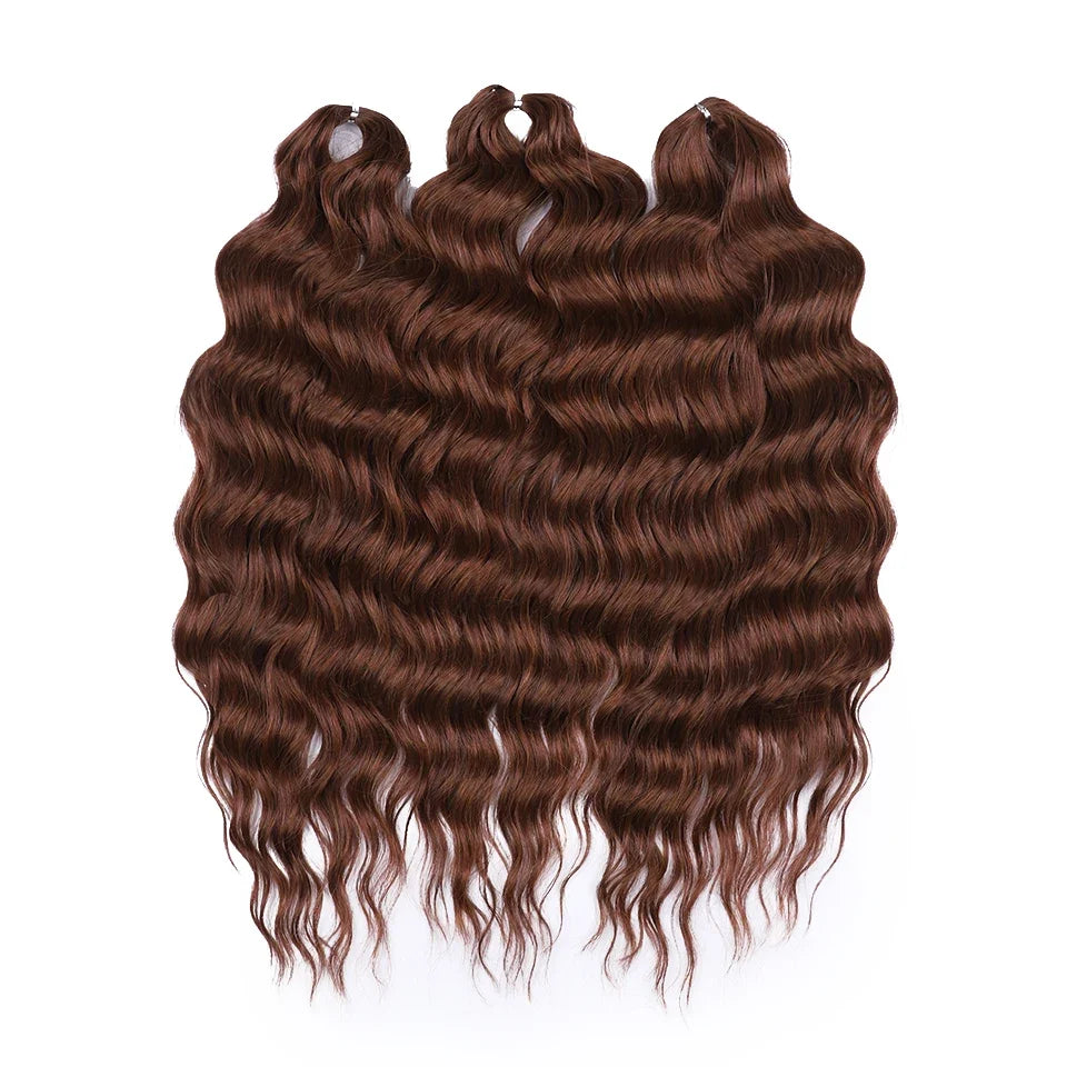 FASHION IDOL 24" Deep Wave Crochet Hair - 3-Piece Synthetic Water Wave Braiding Extensions, Ombre Rainbow Twist Hair