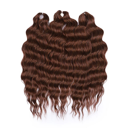 FASHION IDOL 24" Deep Wave Crochet Hair - 3-Piece Synthetic Water Wave Braiding Extensions, Ombre Rainbow Twist Hair