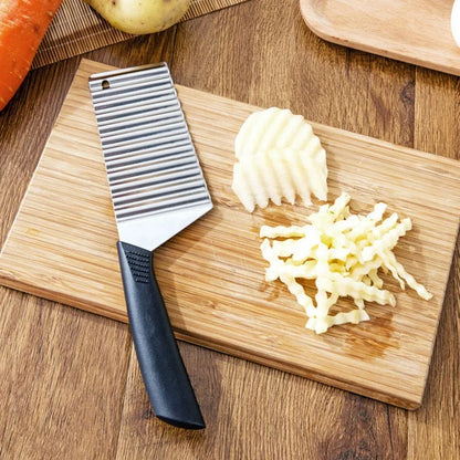 Stainless Steel Crinkle Potato Slicer – Wavy Vegetable & Fruit Cutter Knife for French Fries Chopping