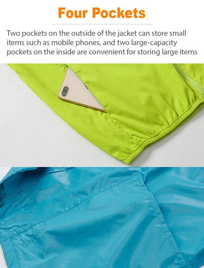 LNGXO Waterproof Hiking Jackets for Men & Women – Sun Protection Windbreaker, Camping, Climbing, and Outdoor Rain Coat, Unisex Portable Gear