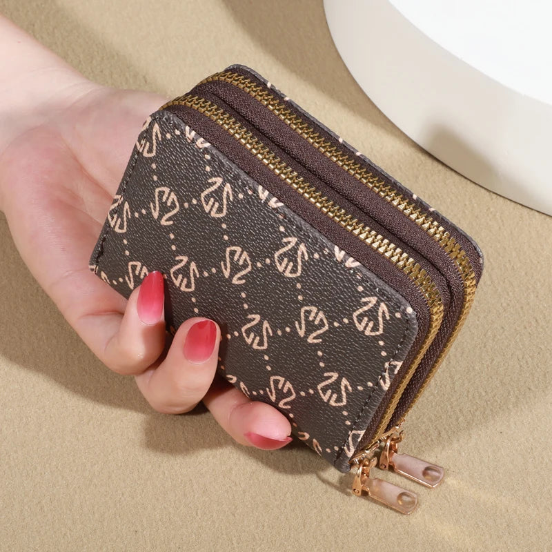 Chic Vintage Women’s Zip Card Holder Wallet – Faux Leather Multi-Slot Credit Card Case with Coin Purse & Secure Storage