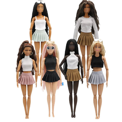 1/6 Barbie Doll Clothes – 30cm Simple Short Skirt & Vest Daily Wear Accessories