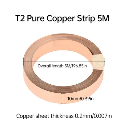 5M T2 Pure Copper & Nickel Strip — 0.15mm/0.2mm Nickel-Plated Copper Belt for 18650, 26650, 21700 Lithium Battery Pack Spot Welding
