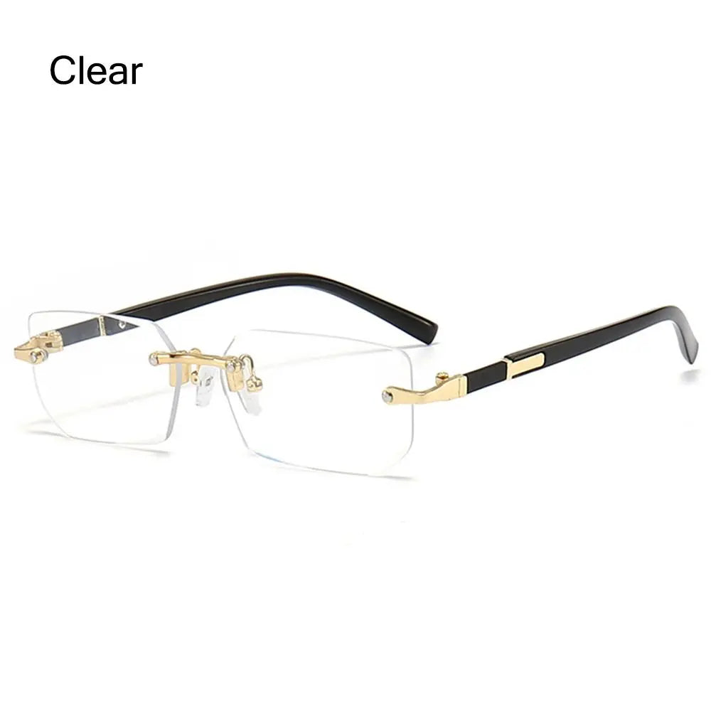 Rimless Rectangle Sunglasses – Fashion Small Square Shades for Men & Women, Summer Travel Eyewear