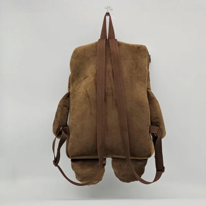 Domo Kun Plush Backpack - Cute Brown Stuffed Shoulder Messenger Bag for Adults