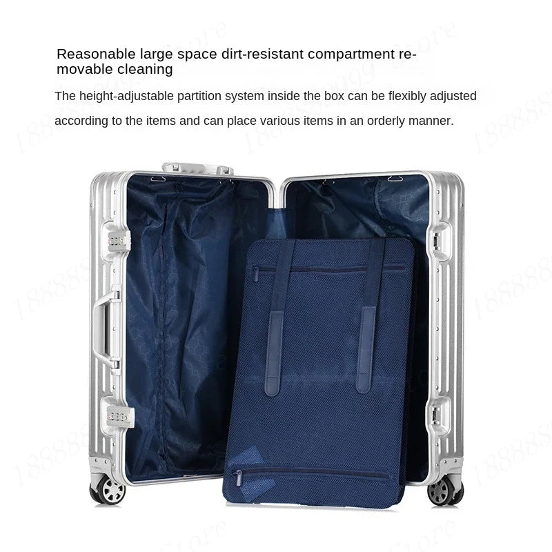Aluminum Magnesium Alloy Rolling Suitcase – Designer Carry-On & Cabin Luggage, 20/28/30 Inch Trolley Case