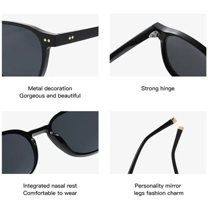 SHAUNA Retro Square Polarized Sunglasses — Fashion Rivet-Decorated Shades for Women & Men, UV400 Driving Sun Glasses